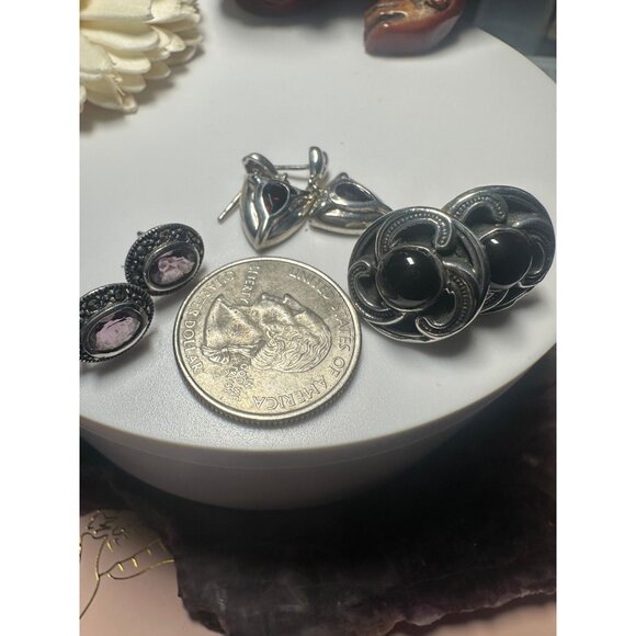 LOT of 3 Pairs of Sterling Silver Post Earrings with NO BACKS - Picture 1 of 5